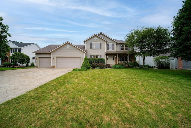 1948 Wendover Cir NE, North Canton, OH 44720 - traditional-style home with an attached garage, concrete driveway, a front yard, and covered porch