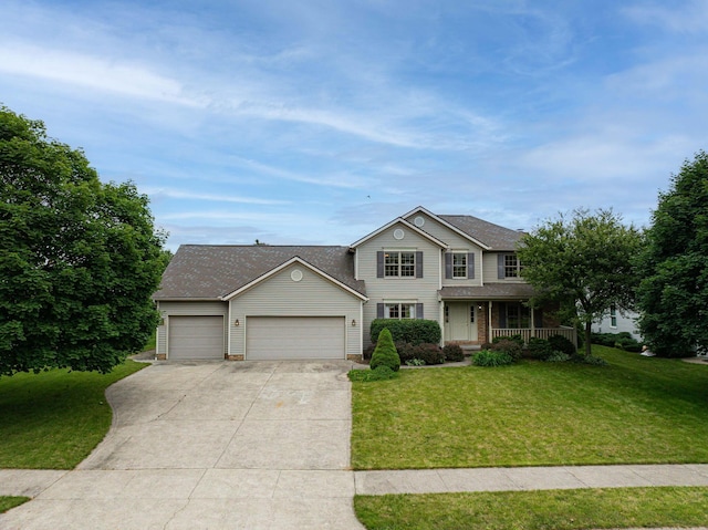 1948 Wendover Cir NE, North Canton, OH 44720 - traditional-style house featuring an attached garage, covered porch, a front lawn, and concrete driveway
