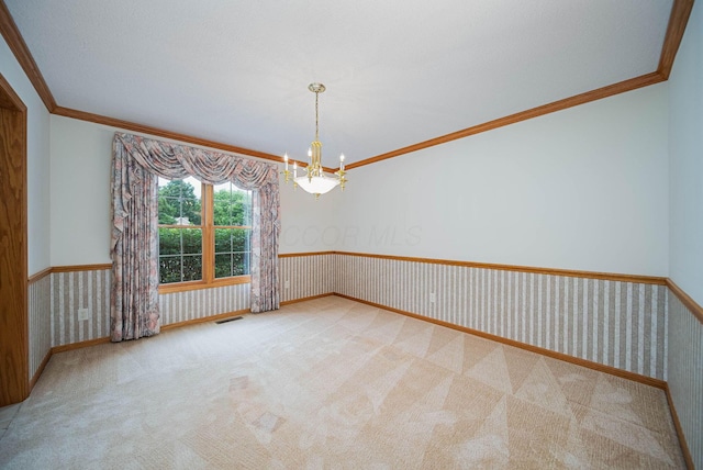 1948 Wendover Cir NE, North Canton, OH 44720 - empty room featuring a chandelier, crown molding, and carpet