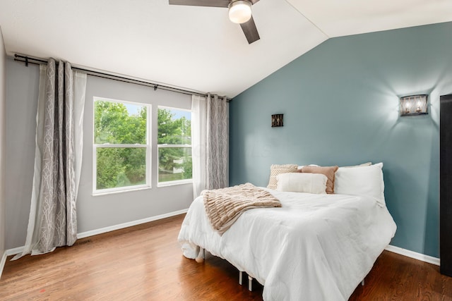7774 Kingman Pl, Lewis Center, OH 43035 - bedroom featuring vaulted ceiling, wood finished floors, and ceiling fan