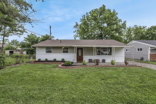 3749 Dort Pl, Columbus, OH 43227 - ranch-style home featuring brick siding, a shingled roof, and covered porch