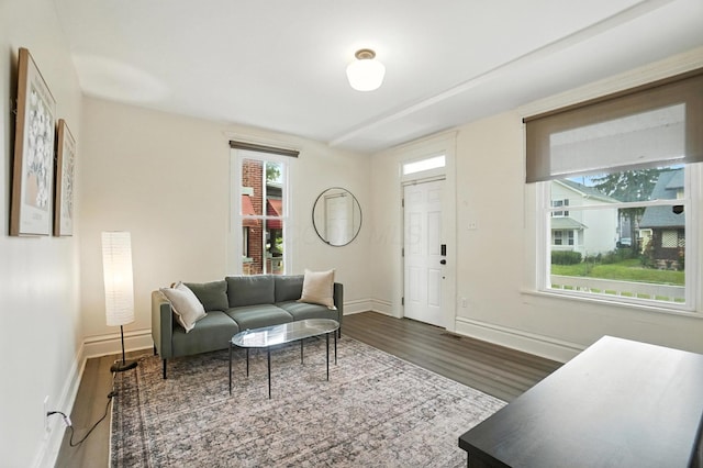 626 S 22nd St, Columbus, OH 43205 - living room with dark wood finished floors and baseboards