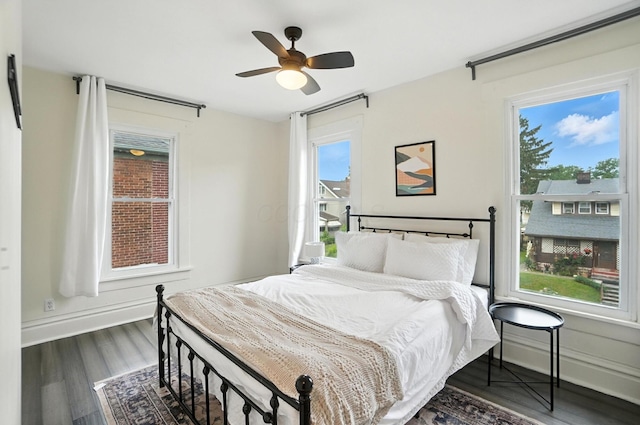 626 S 22nd St, Columbus, OH 43205 - bedroom featuring dark wood-type flooring and ceiling fan