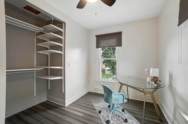 626 S 22nd St, Columbus, OH 43205 - office space featuring dark wood-style flooring and ceiling fan