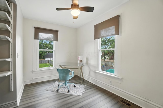 626 S 22nd St, Columbus, OH 43205 - unfurnished office with wood finished floors and ceiling fan