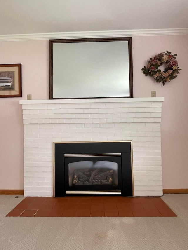 2666 Eugene Ave, Grove City, OH 43123 - detailed view of a fireplace, ornamental molding, and carpet floors