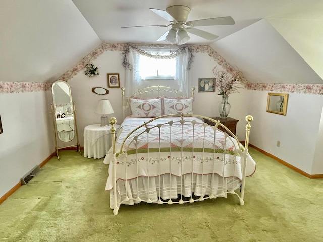 2666 Eugene Ave, Grove City, OH 43123 - bedroom with vaulted ceiling, light carpet, and ceiling fan