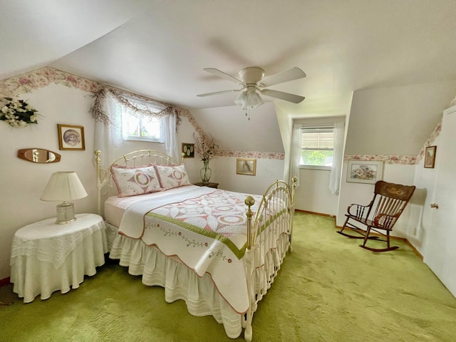 2666 Eugene Ave, Grove City, OH 43123 - bedroom with light colored carpet, ceiling fan, and vaulted ceiling