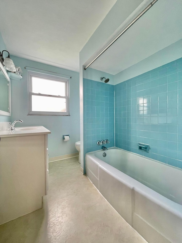 2666 Eugene Ave, Grove City, OH 43123 - bathroom with vanity, shower / bathtub combination, and concrete flooring