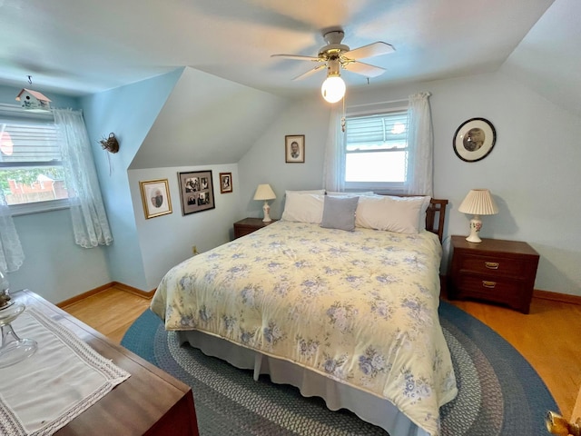 2666 Eugene Ave, Grove City, OH 43123 - bedroom with lofted ceiling, wood finished floors, and ceiling fan