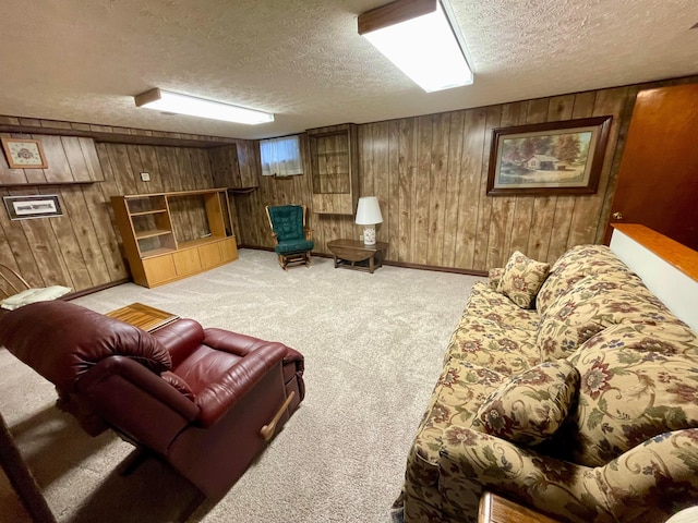 2666 Eugene Ave, Grove City, OH 43123 - living area featuring carpet floors, wood walls, and a textured ceiling