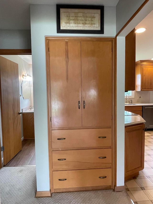 2666 Eugene Ave, Grove City, OH 43123 - detailed view of dishwasher, light countertops, and brown cabinets
