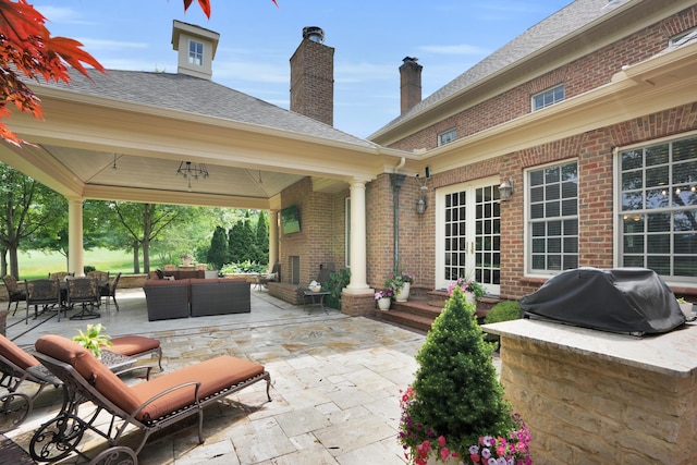 10277 Mackenzie Way, Dublin, OH 43017 - view of patio featuring an outdoor hangout area, area for grilling, french doors, and a gazebo