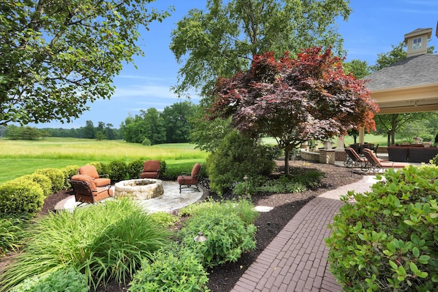 10277 Mackenzie Way, Dublin, OH 43017 - view of yard with a fire pit, a patio area, and a gazebo