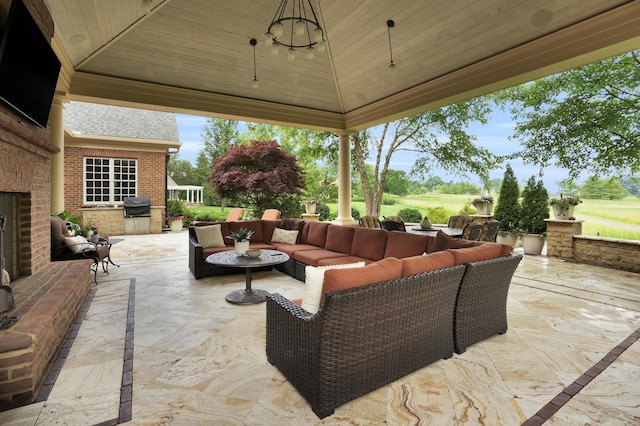 10277 Mackenzie Way, Dublin, OH 43017 - view of patio with an outdoor living space, a gazebo, and a grill