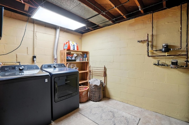 2620 Edgevale Rd, Columbus, OH 43221 - laundry area featuring washing machine and clothes dryer and concrete block wall