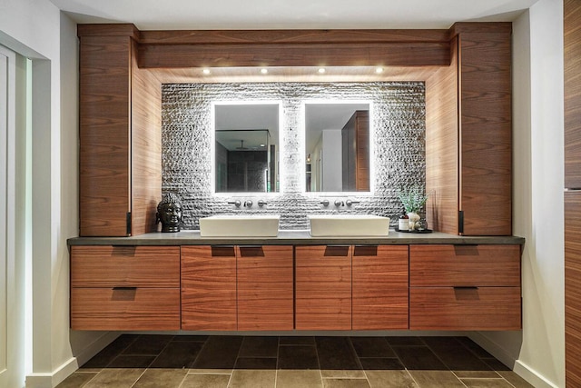 150 Pinehurst Dr, Granville, OH 43023 - bathroom with double vanity and decorative backsplash
