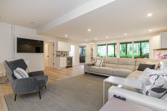 150 Pinehurst Dr, Granville, OH 43023 - living area featuring wine cooler, light wood-style floors, and recessed lighting