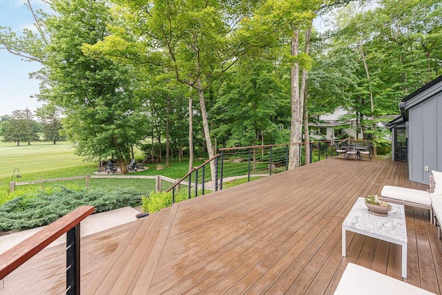 150 Pinehurst Dr, Granville, OH 43023 - deck with a lawn and view of wooded area