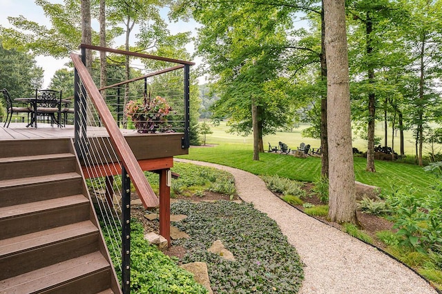 150 Pinehurst Dr, Granville, OH 43023 - view of grassy yard with outdoor dining area and a deck