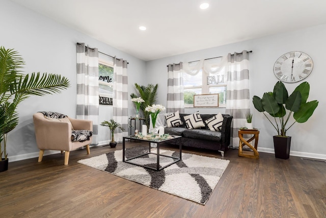 1174 Belden Rd, Columbus, OH 43229 - living area featuring dark wood-type flooring and recessed lighting