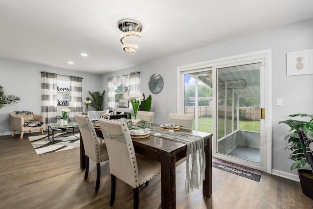 1174 Belden Rd, Columbus, OH 43229 - dining area featuring wood finished floors, recessed lighting, and a chandelier