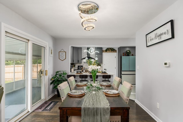 1174 Belden Rd, Columbus, OH 43229 - dining room with a chandelier and dark wood-style flooring