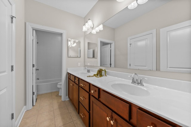 4190 Troutbrook Dr Unit 128, Dublin, OH 43017 - bathroom with double vanity, tile patterned flooring, and shower / tub combination