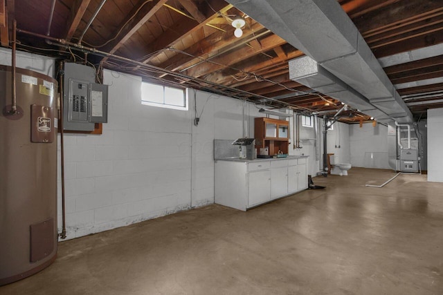 824 Colonial Dr, Heath, OH 43056 - basement with water heater, electric panel, and heating unit