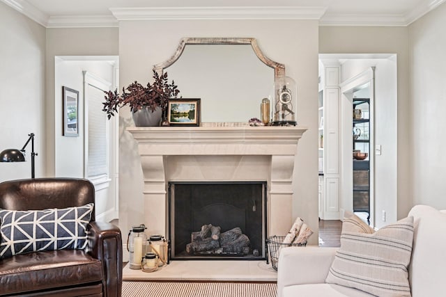 1968 Coventry Rd, Upper Arlington, OH 43212 - living area with a premium fireplace and crown molding