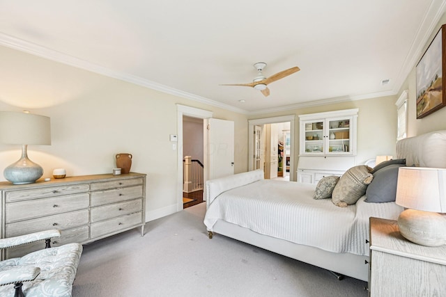 1968 Coventry Rd, Upper Arlington, OH 43212 - carpeted bedroom featuring ornamental molding and ceiling fan