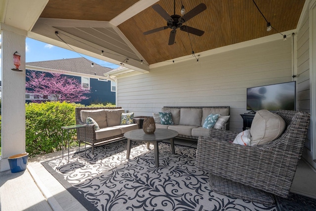 10640 Honeysuckle Way, Plain City, OH 43064 - view of patio / terrace with an outdoor living space and ceiling fan