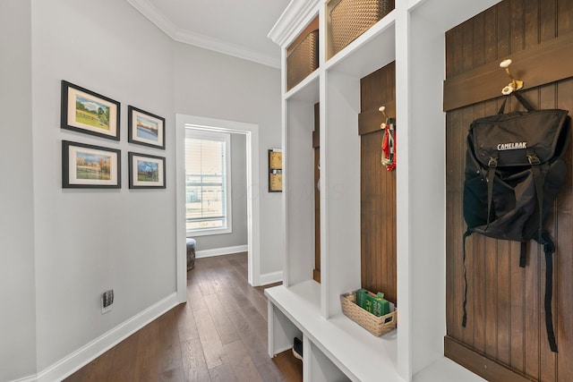 10640 Honeysuckle Way, Plain City, OH 43064 - mudroom with ornamental molding and dark wood-style flooring