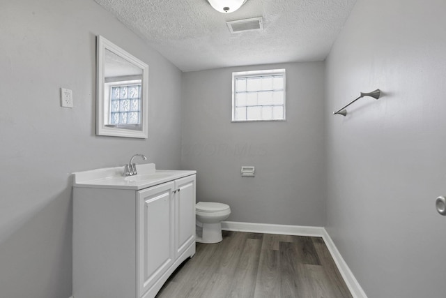 1698 Woodcrest Rd, Columbus, OH 43232 - bathroom featuring vanity, plenty of natural light, a textured ceiling, and wood finished floors
