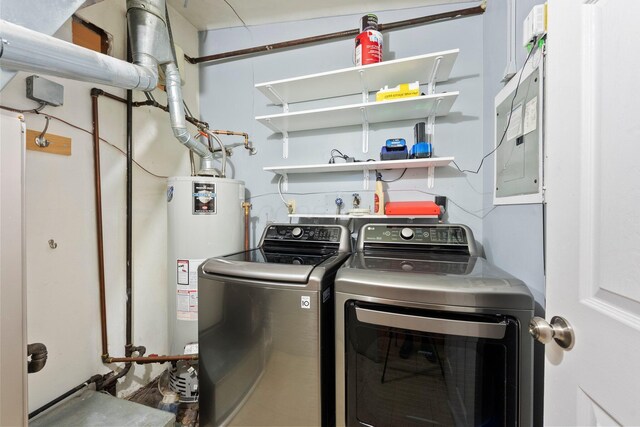 2474 Bristol Rd, Columbus, OH 43221 - laundry room featuring gas water heater, independent washer and dryer, and electric panel