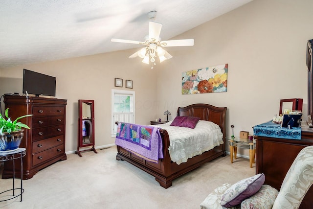 5092 Schuylkill St Unit 31-92, Columbus, OH 43220 - bedroom with vaulted ceiling, light colored carpet, and ceiling fan