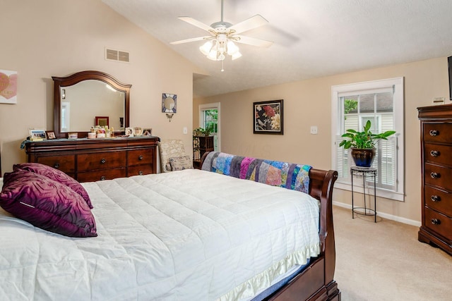 5092 Schuylkill St Unit 31-92, Columbus, OH 43220 - bedroom featuring light colored carpet, vaulted ceiling, and a ceiling fan
