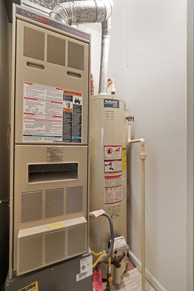1138 Ohio Ave, Logan, OH 43138 - utility room featuring heating unit and gas water heater