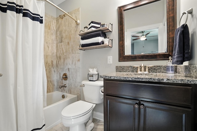 3860 Coldwater Loop, Powell, OH 43065 - bathroom with shower / bath combo with shower curtain, vanity, and ceiling fan