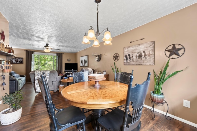 6492 Cherokee Rose Dr, Westerville, OH 43081 - dining space with a textured ceiling, wood finished floors, ceiling fan, and a chandelier
