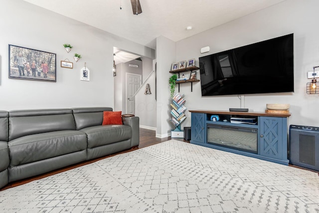 784 Brevard Cir, Pickerington, OH 43147 - living room with wood finished floors and ceiling fan