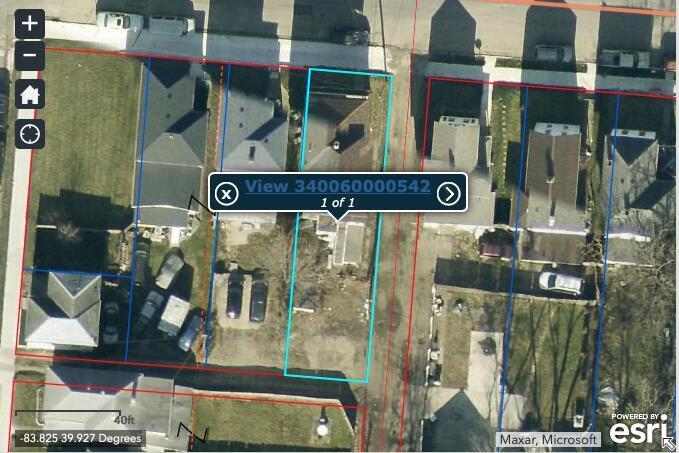 821 W Columbia St, Springfield, OH 45504 - map of property location with property parcel outlined