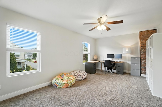 192 E Morrill Ave, Columbus, OH 43207 - carpeted home office featuring ceiling fan and baseboards