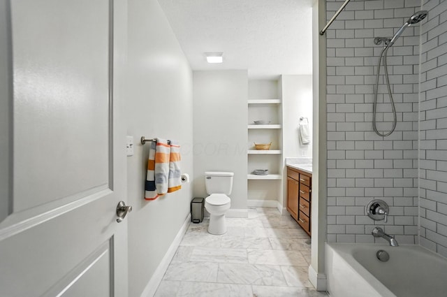 192 E Morrill Ave, Columbus, OH 43207 - bathroom featuring marble look tile flooring, vanity, and bathing tub / shower combination