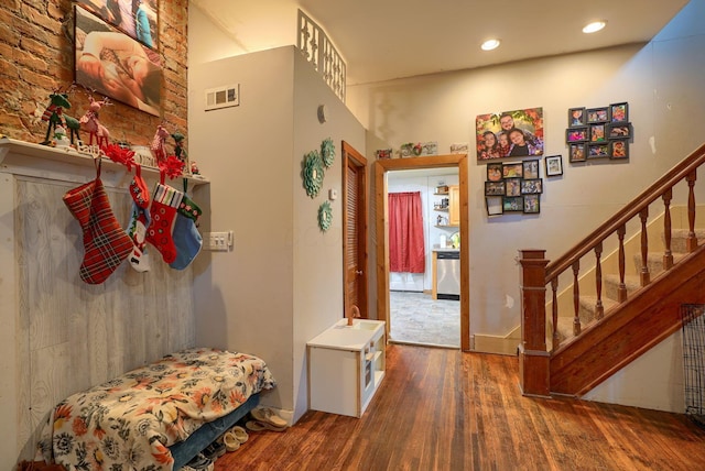 206 W Water St, New Lexington, OH 43764 - entryway featuring wood finished floors, stairway, and recessed lighting