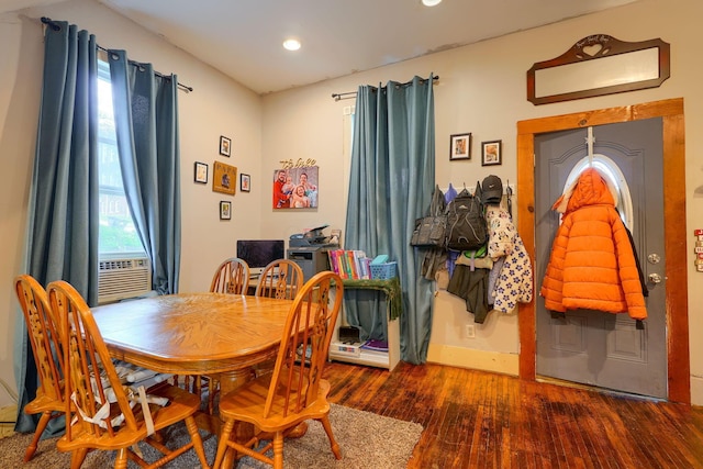206 W Water St, New Lexington, OH 43764 - dining space with wood finished floors, recessed lighting, and cooling unit