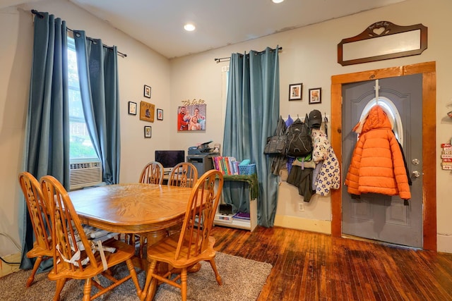 206 W Water St, New Lexington, OH 43764 - dining area with wood finished floors, recessed lighting, and cooling unit