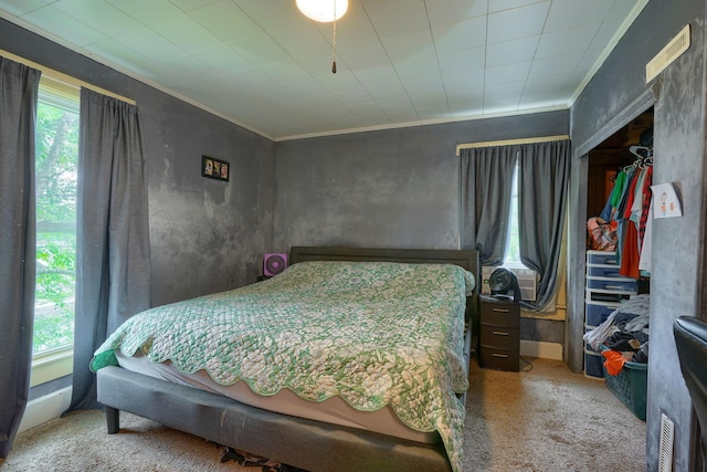 206 W Water St, New Lexington, OH 43764 - bedroom featuring multiple windows, carpet, and ornamental molding