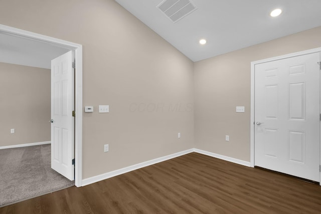763 Whitetail Loop, Newark, OH 43055 - unfurnished room with dark wood finished floors, lofted ceiling, and recessed lighting
