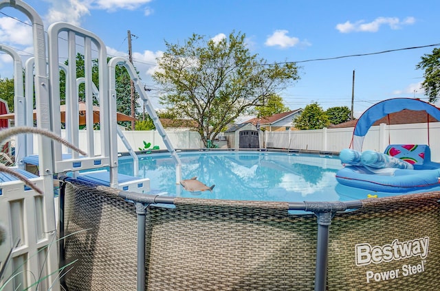 599 S Brinker Ave, Columbus, OH 43204 - view of pool featuring a shed and a fenced backyard